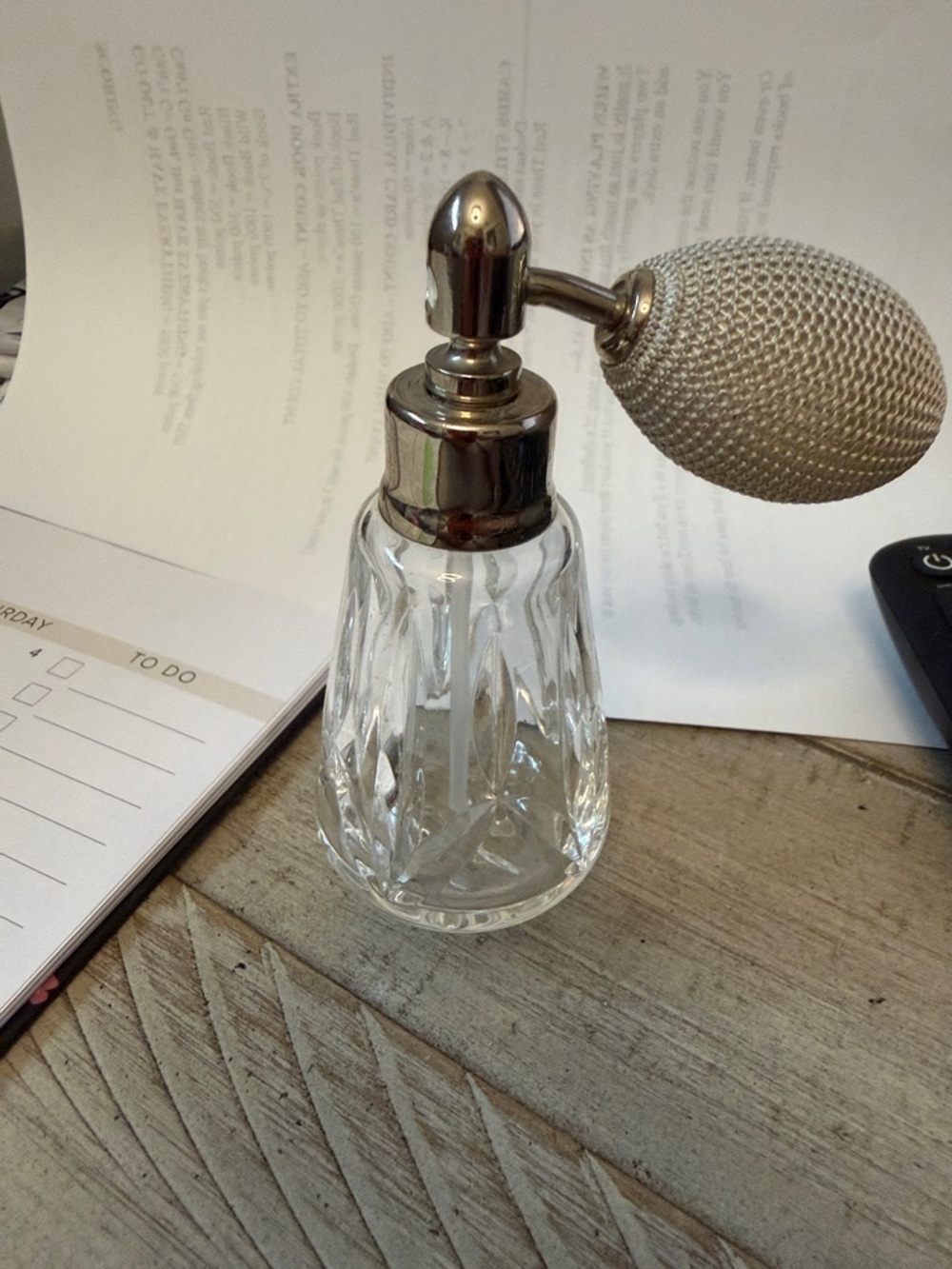 Waterford Crystal Clear Cut Glass Atomizer with Silver-Tone Pump